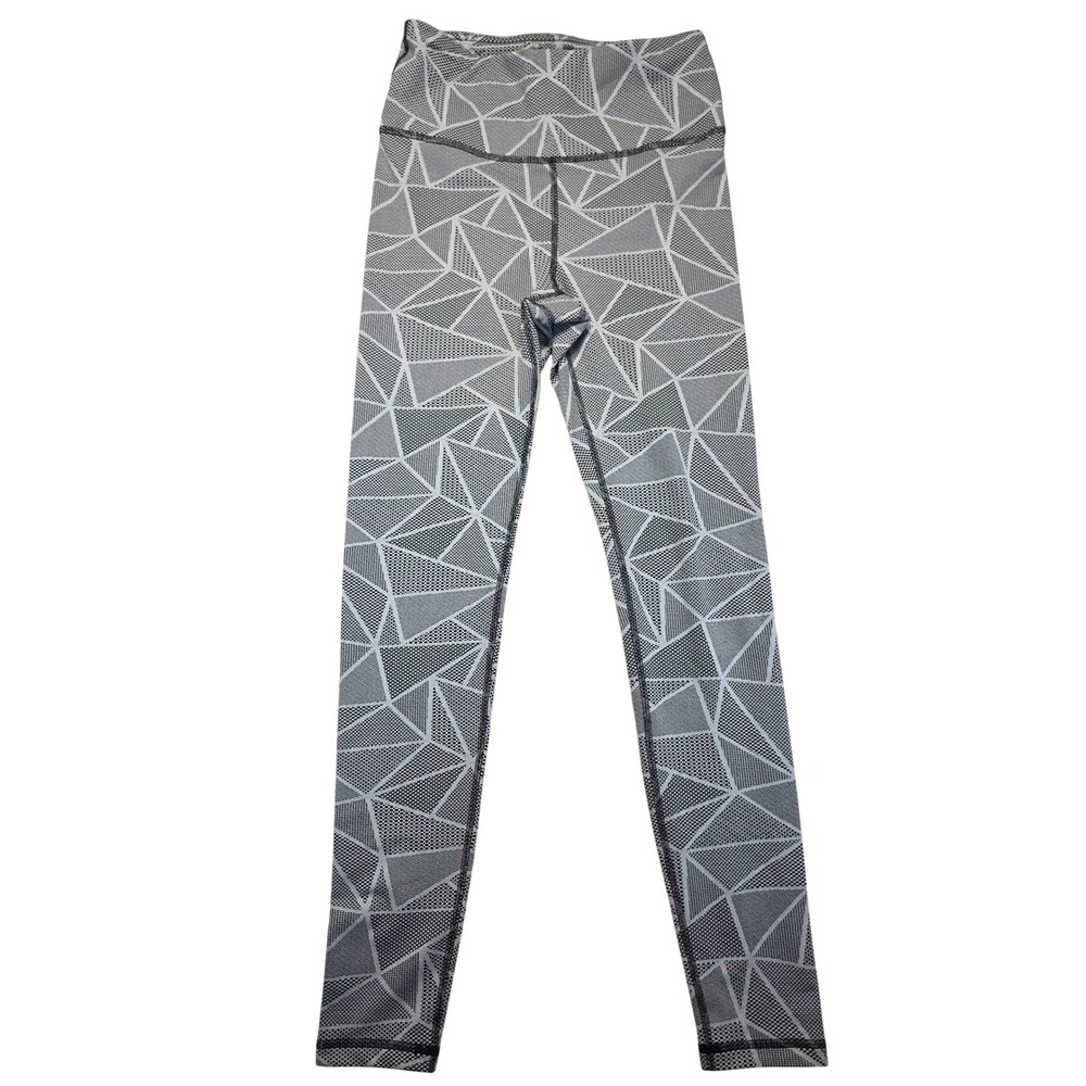 Mono B Womens Geometric Triangle Print High Waist Ankle Active Leggings S
